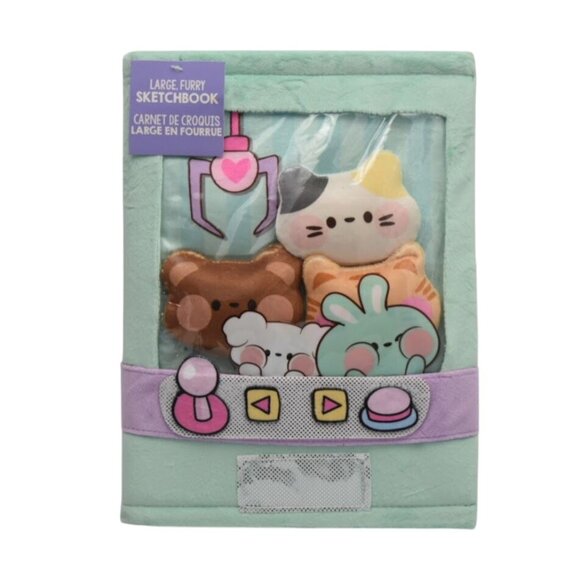 Large Furry Kawaii Game Console Sketchbook Notebook Mint Green With Cute Charact - Picture 1 of 3